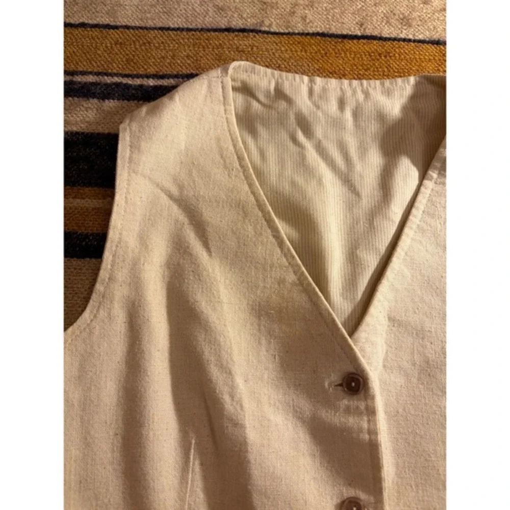 VTG Kids Cream Button Front Formal Waistcoat‎ Vest V-Neck Retro Cottage Coquette